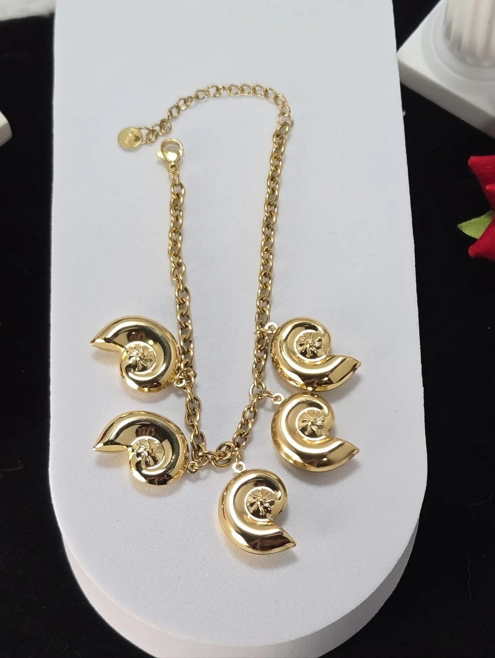 Gold Conch Shell Charm Bracelet Stainless Steel Coastal Granddaughter Beach Vibe